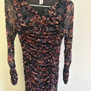 H&M Black Floral Long Sleeve Dress